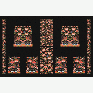 DTP 코튼 전통 길상자수 커트지 원단 150cm x 100cm 1컷 (블랙) (개)