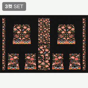 DTP 코튼 전통 길상자수 커트지 원단 150cm x 100cm 1컷 (블랙) - 3컷 1세트 (개)